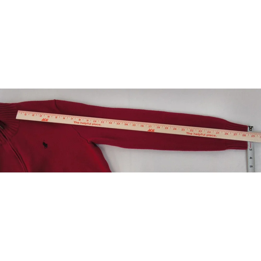 Polo Ralph Lauren 1/4 Zip Knit Sweater Men's Size S Red Logo #W5357